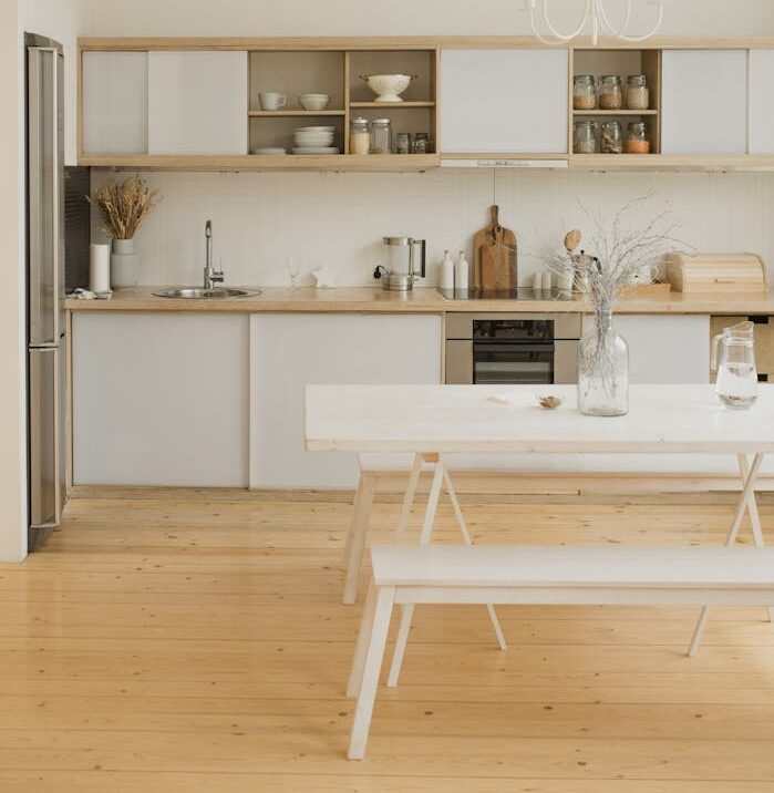 White Dining Table and Chairs in a Kitchen