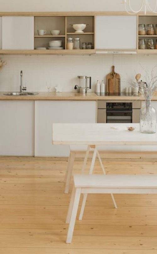 White Dining Table and Chairs in a Kitchen